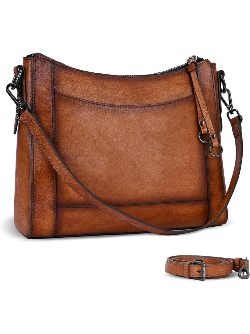 Women's Brown Leather Crossbody Fashion Satchel Handbags with Adjustable Straps